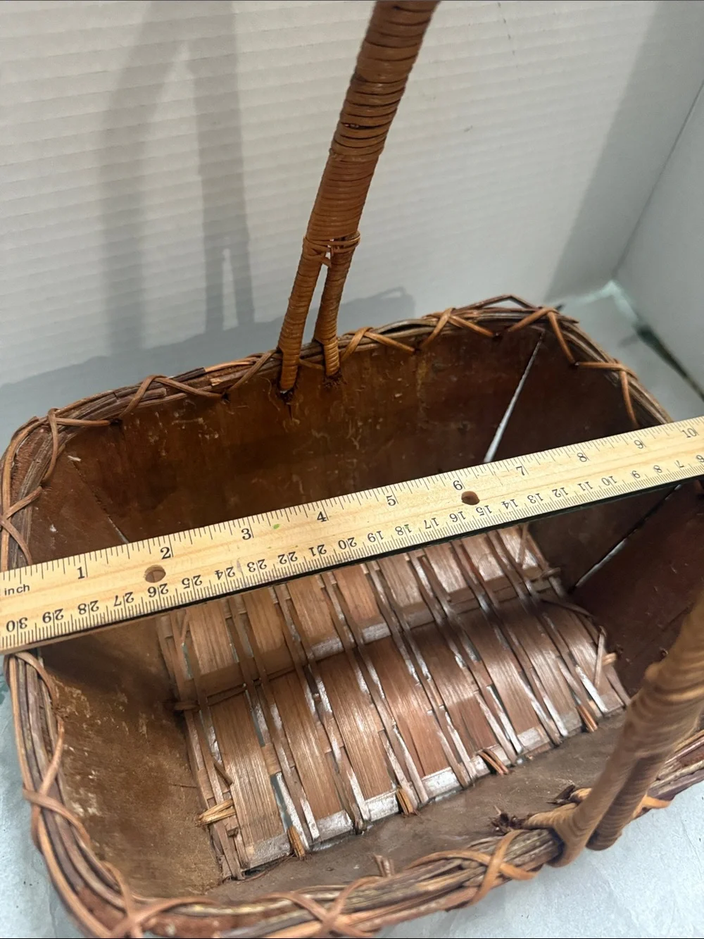 Rustic Brown Woven Bark Basket with Handle - Home Accents